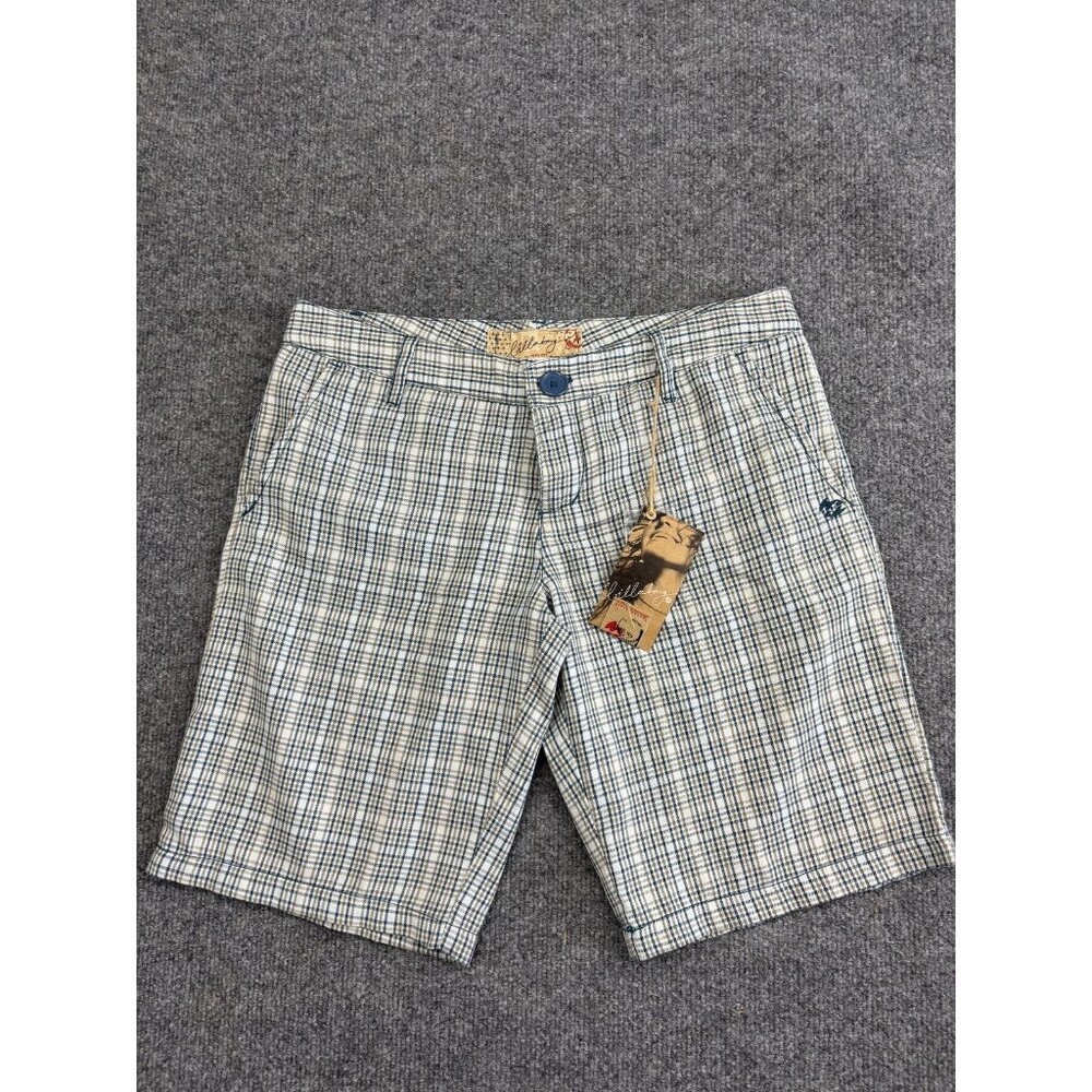 Billabong Shorts Womens Size 7 Blue‎ Plaid Polyester Rayon Casual New With Tags